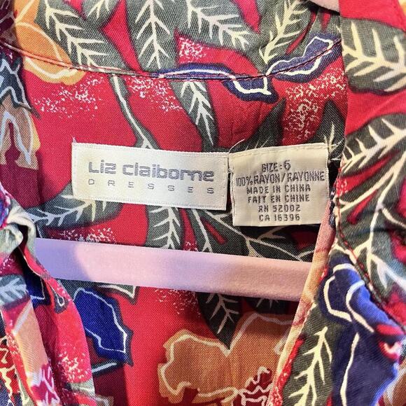 Vintage Liz Claiborne Dress Womens 6 Short Sleeve Rayon Button - Picture 3 of 4